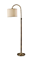 Adesso Simplee Barton Floor Lamp, Adjustable, 68”H, Oatmeal Linen Shade/Antique Brass Base