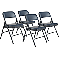 National Public Seating Series 1200 Folding Chairs, Blue/Char-Blue, Set Of 4 Chairs
