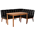 Baxton Studio Sanford 3-Piece Dining Nook Set, Brown/Walnut