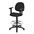 Boss Office Products Ergonomic Drafting Stool With Back, Footring, Black 1 thumbnail image