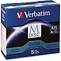 Verbatim M-Disc DVDR 4.7GB 4X with Branded Surface - 5pk Jewel Case Box - 120mm - 2 Hour Maximum Recording Time 1 thumbnail image