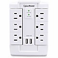 CyberPower CSP600WSURC2 6-Outlet Swivel Professional Surge Protector Wall Tap With 2 USB Ports, White 1 thumbnail image