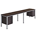 Boss Office Products Simple System Double Desk, Side By Side With 2 Pedestals, 29-1/2”H x 120”W x 24”D, Driftwood