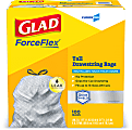 Glad® ForceFlex® Drawstring Trash Bags, 13 Gallons, White, Box Of 100 Bags