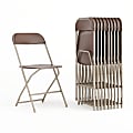 Flash Furniture HERCULES Series Premium Plastic Folding Chairs, Brown, Set Of 10 Chairs