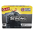 Glad® Drawstring Trash Bags, 30 Gallons, Black, Box Of 90