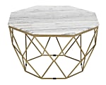 Coast to Coast Octagonal Coffee Table, 18"H x 32"W x 32"D, Callista White/Gray/Gold 1 thumbnail image