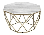 Coast to Coast Octagonal Coffee Table, 18"H x 32"W x 32"D, Callista White/Gray/Gold