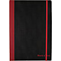 Black n' Red Flexible Casebound Notebook - 72 Sheets - Case Bound - Ruled - 8 17/64" x 11 11/16" - 11.75" x 8.4"0.6" - Black/Red Cover - Bleed Resistant, Ink Resistant, Storage Pocket, Smooth, Bungee Strap - 1 Each