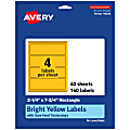 Avery® Print-To-The-Edge Labels With Sure Feed® Technology, 94244-BYP40, Rectangle, 2-1/4" x 7-3/4", Matte Bright Yellow, Pack of 160 1 thumbnail image
