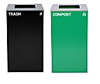 Alpine Industries Stainless-Steel Open Top Compost And Trash Can Set, 29 Gallons, 30”H x 16-15/16”W x 16-15/16”D, Black/Green - ALP4450BLKKIT9 1 thumbnail image