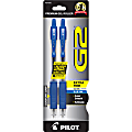 Pilot® G2 Retractable Gel Rollerball Pens, Pack Of 2, Fine Point, 0.5 mm, Blue Ink