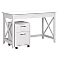 Bush Furniture Key West 48"W Writing Desk With 2-Drawer Mobile File Cabinet, Pure White Oak, Standard Delivery