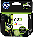 HP 62XL High-Yield Tri-Color Ink Cartridge, C2P07AN