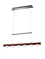 Adesso® Burlington Hanging Adjustable LED Pendant Lamp, 6-Light, 26"W, Frosted Shade/Walnut Base