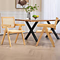 Glamour Home Bardot Wooden Dining Accent Chairs, Natural Brown, Set Of 2 Chairs 1 thumbnail image