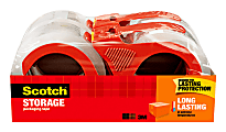 Scotch® Long Lasting Storage Packing Tape, 4 Tape Rolls with Dispensers, 1 7/8 in x 38.2 yd, 3" Core, Storage Tape Seals Moving Boxes, Clear 1 thumbnail image