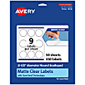 Avery® Permanent Labels With Sure Feed®, 94516-CMF50, Round Scalloped, 2-1/2", Matte Clear, Pack Of 450 1 thumbnail image