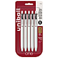 Uni-Ball® One Retractable Gel Pens, Micro Point, 0.5 mm, White Barrel, Black Ink, Pack Of 5 Pens 1 thumbnail image