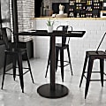 Flash Furniture Rectangular Laminate Table Top With Round Bar Height Table Base, 43-3/16”H x 30”W x 42”D, Black