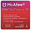 McAfee®+ Premium Antivirus & Internet Security Software, Family Unlimited Devices, 1-Year Subscripton, Download