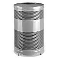 Rubbermaid® Commercial Classics Round Steel Open-Top Waste Receptacle, 51 Gallons, Black/Stardust Silver Metallic