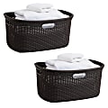 Mind Reader 40L Plastic Laundry Basket Clothes Hamper, 11" H x 14-1/2" W x 23" L, Brown, Set of 2 1 thumbnail image