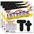 Trend Ready Letters, 4", Black Sparkle, Set Of 3 Packs
