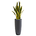 Nearly Natural Sansevieria 3' Artificial Plant With Bullet Planter, Green/Gray 1 thumbnail image