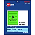 Avery® Print-To-The-Edge Labels With Sure Feed® Technology, 94225-NGP80, Rectangle, 1" x 7", Matte Neon Green, Pack of 640 1 thumbnail image