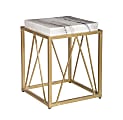Coast To Coast Marble Accent Table, 20-1/2"H x 15-1/2"W x 15-1/2"D, Marble/Gold