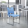 Flash Furniture Sled-Base Stacking Chair With Handle And Air-Vent Back, Blue/Black 1 thumbnail image