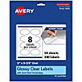 Avery® Glossy Permanent Labels With Sure Feed®, 94056-CGF50, Oval, 2" x 3-1/3", Clear, Pack Of 400