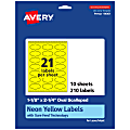 Avery® Print-To-The-Edge Labels With Sure Feed® Technology And Easy Peel®, 94061-NYP10, Oval Scalloped, 1-1/8"x2-1/4", Matte Neon Yellow, Pack of 210 1 thumbnail image