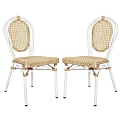 Flash Furniture 2 Pack Cannes Indoor/Outdoor Commercial Thonet Bistro Stacking Chair, PE Cane Rattan and Aluminum Frame, Natural/White Frame 1 thumbnail image