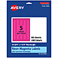 Avery® Print-To-The-Edge Labels With Sure Feed® Technology, 94262-NMP80, Rectangle, 9-3/4" x 1-1/4", Matte Neon Magenta, Pack of 400 1 thumbnail image