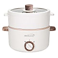 Brentwood® Multi-Function Electric Hot Pot Cooker with Stainless Steel Food Steamer and Ceramic Non-Stick Coating, 1.6-Qt., White 1 thumbnail image