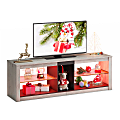 Bestier TV Stand With Adjustable Glass Shelves & RGB Lights For 55" TVs, 18-1/2"H x 55-1/8"W x 13-3/4"D, Light Retro Gray Oak