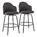 LumiSource Ahoy Fixed-Height Counter Stools, Charcoal/Black, Set Of 2 Stools