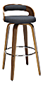 OFM 161 Collection Mid-Century Modern Low-Back Stool, 38"H, Navy/Walnut 1 thumbnail image