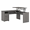 Bush® Furniture Cabot 3-Position Sit-To-Stand Height-Adjustable L-Shaped Desk, 60"W, Modern Gray, Standard Delivery