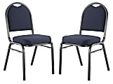 National Public Seating 9200 Series: Dome-Back Premium Fabric Upholstered Banquet Stack Chair, Midnight Blue Seat/Black Sandtex Frame, Set Of 2