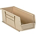 Partners Brand Plastic Stack & Hang Bin Boxes, Small Size, 14 3/4" x 5 1/2" x 5", Ivory, Pack Of 12