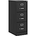 Lorell Commercial-Grade Vertical File - 15" x 22" x 40.2" - 3 x Drawer(s) for File - Letter - Vertical - Ball-bearing Suspension, Removable Lock, Pull Handle, Wire Management - Black - Recycled