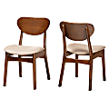Baxton Studio Katya Dining Chairs, Sand/Walnut Brown, Set Of 2 Chairs