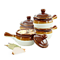 Elama Long Handle 15 Oz French Onion Soup Bowls With Lids, Brown/Taupe, Set Of 8 Pieces 1 thumbnail image