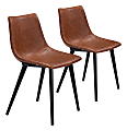 Zuo Modern Daniel Dining Chairs, Vintage Brown, Set Of 2 Chairs