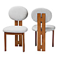 Baxton Studio Kacela Boucle Fabric and Wood Dining Chairs, Light Gray/Walnut Brown, Set Of 2 Chairs 1 thumbnail image