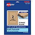 Avery® Printable Postcards With Sure Feed® Technology, 95276-KMC25, Rectangle Rounded Corner, 4.25" x 5.5", Kraft Brown, Pack Of 50 1 thumbnail image