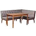 Baxton Studio Riordan 3-Piece Dining Nook Set, Gray/Walnut 1 thumbnail image